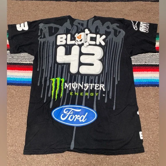 KEN BLOCK 43 OFFICIAL MONSTER FORD T SHIRT GYMKHANA RACING RALLY 2 SIDED VINTAGE
